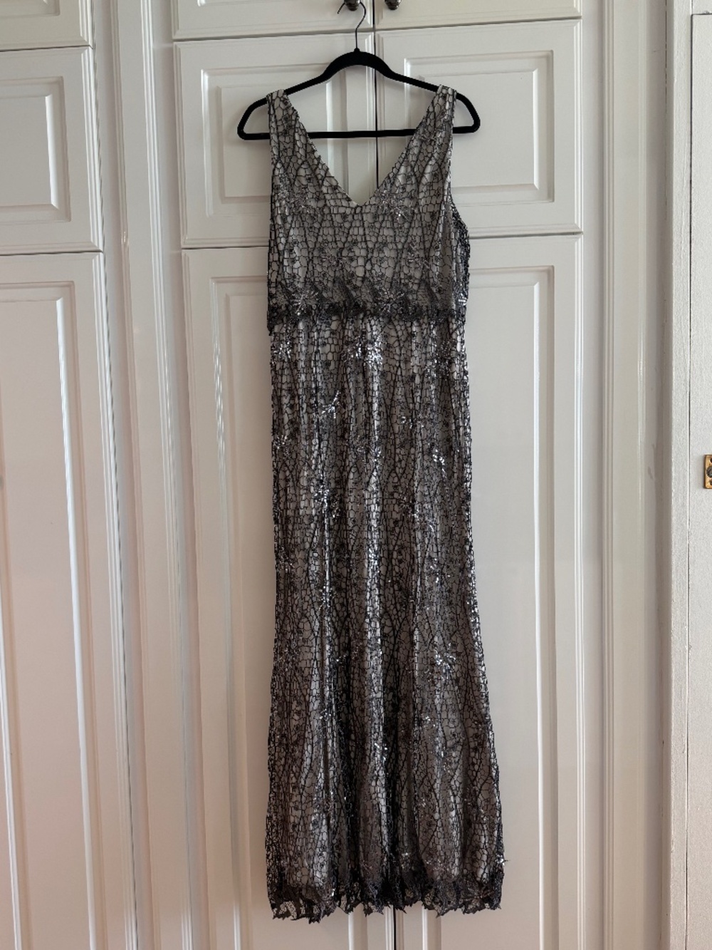 Phase Eight Collection Pewter Silver Lace Maxi Dress